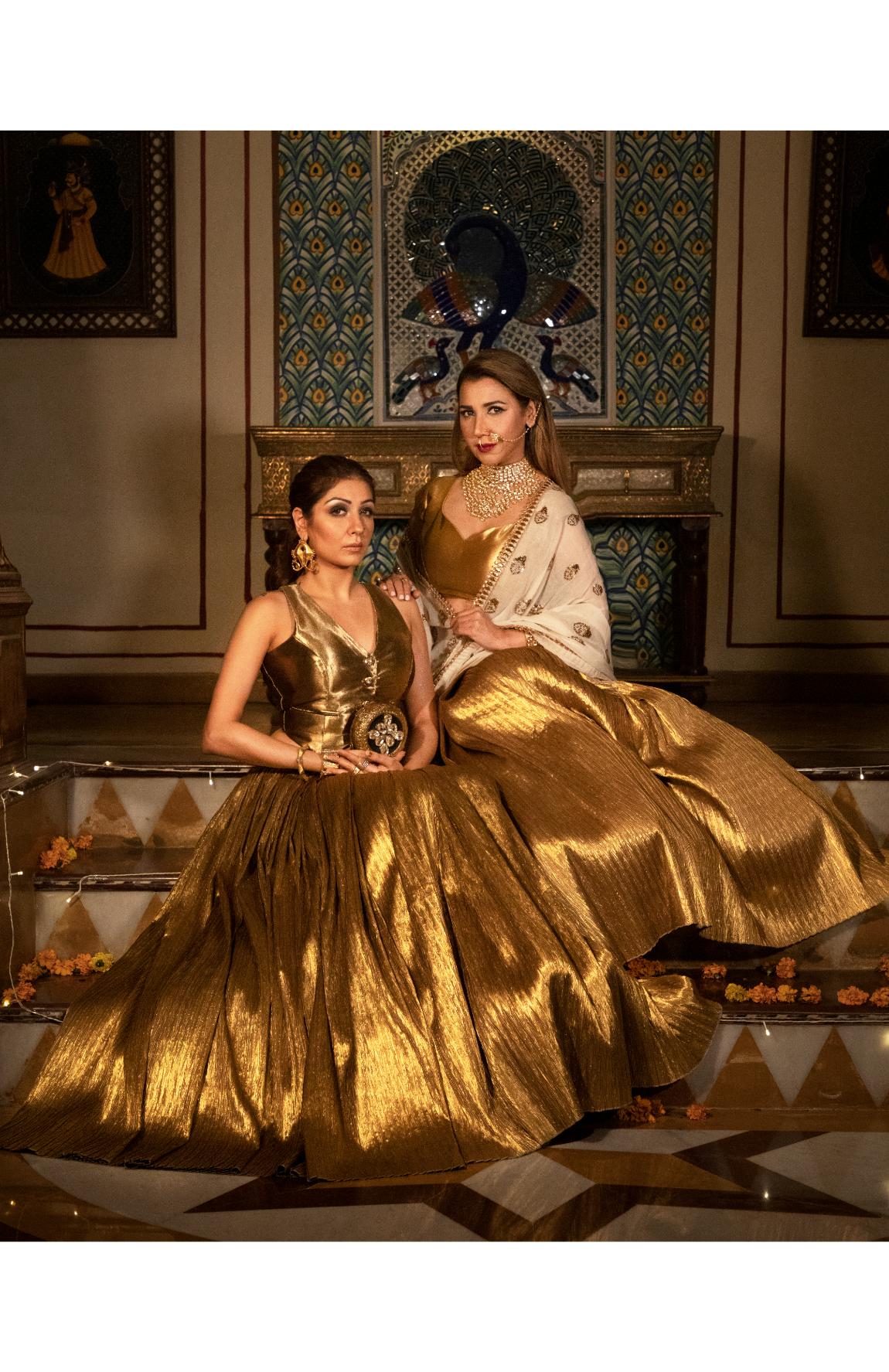 Gold Waist Coat And Gold Lehanga