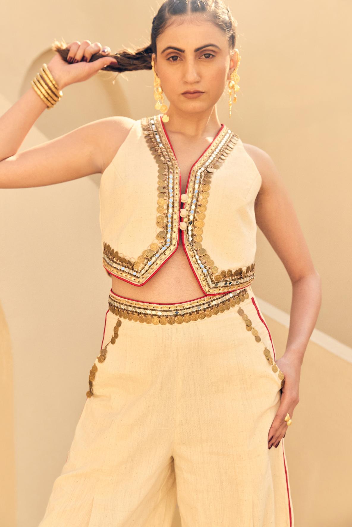 Khadi Waist Coat With Khadi Harem Pants