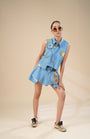 Denim Crop Jacket  With Denim Skirt