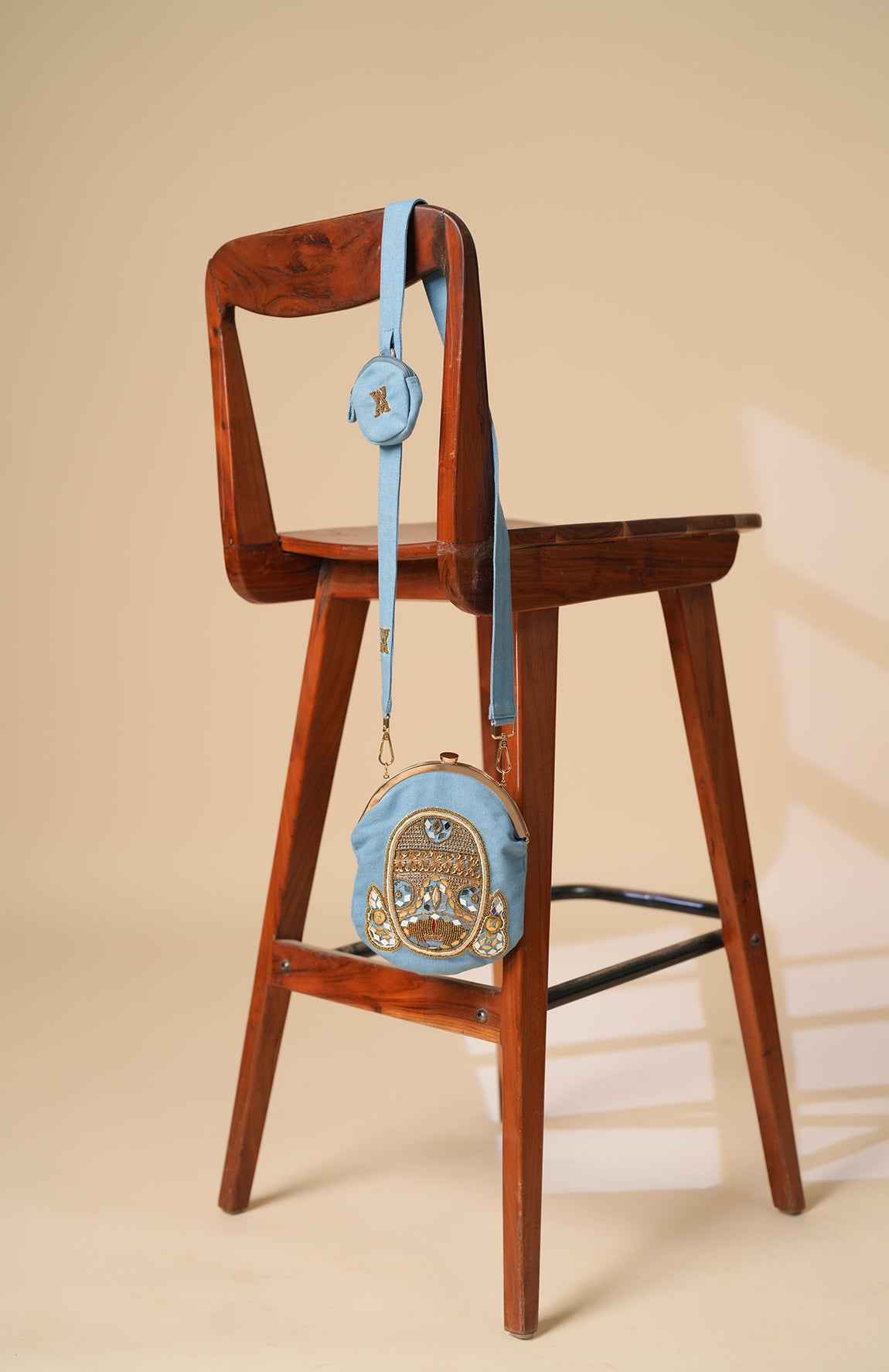 Denim Bag With Hand Embellishment