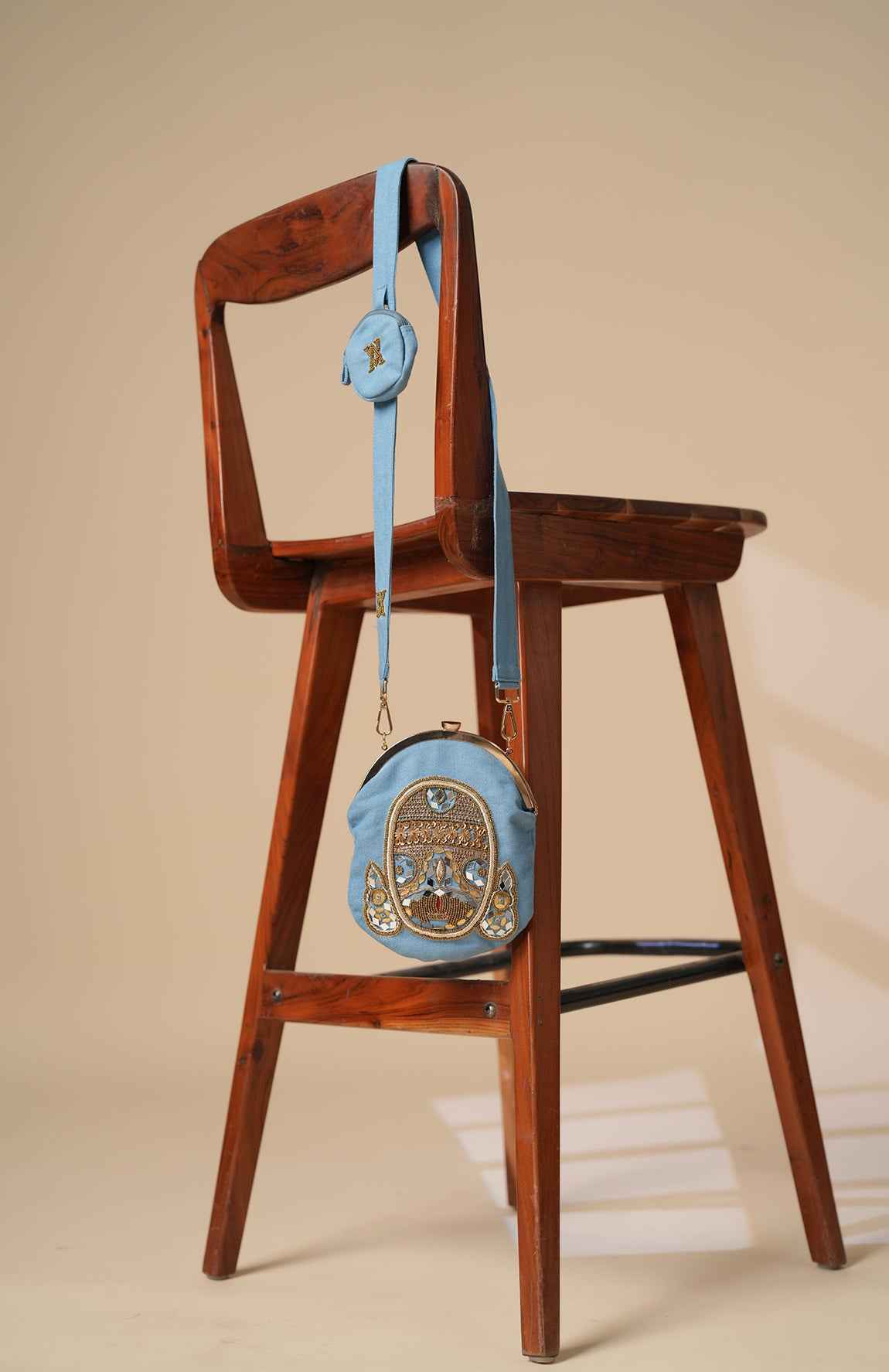 Denim Bag With Hand Embellishment