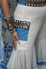 Vory Kota Doria Hand Painted Sharara With Denim Embellished Bustier With Ivory Hand Painted Embellished  Cape