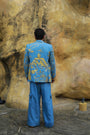 Devi Drape Denim Hand Painted Blazer