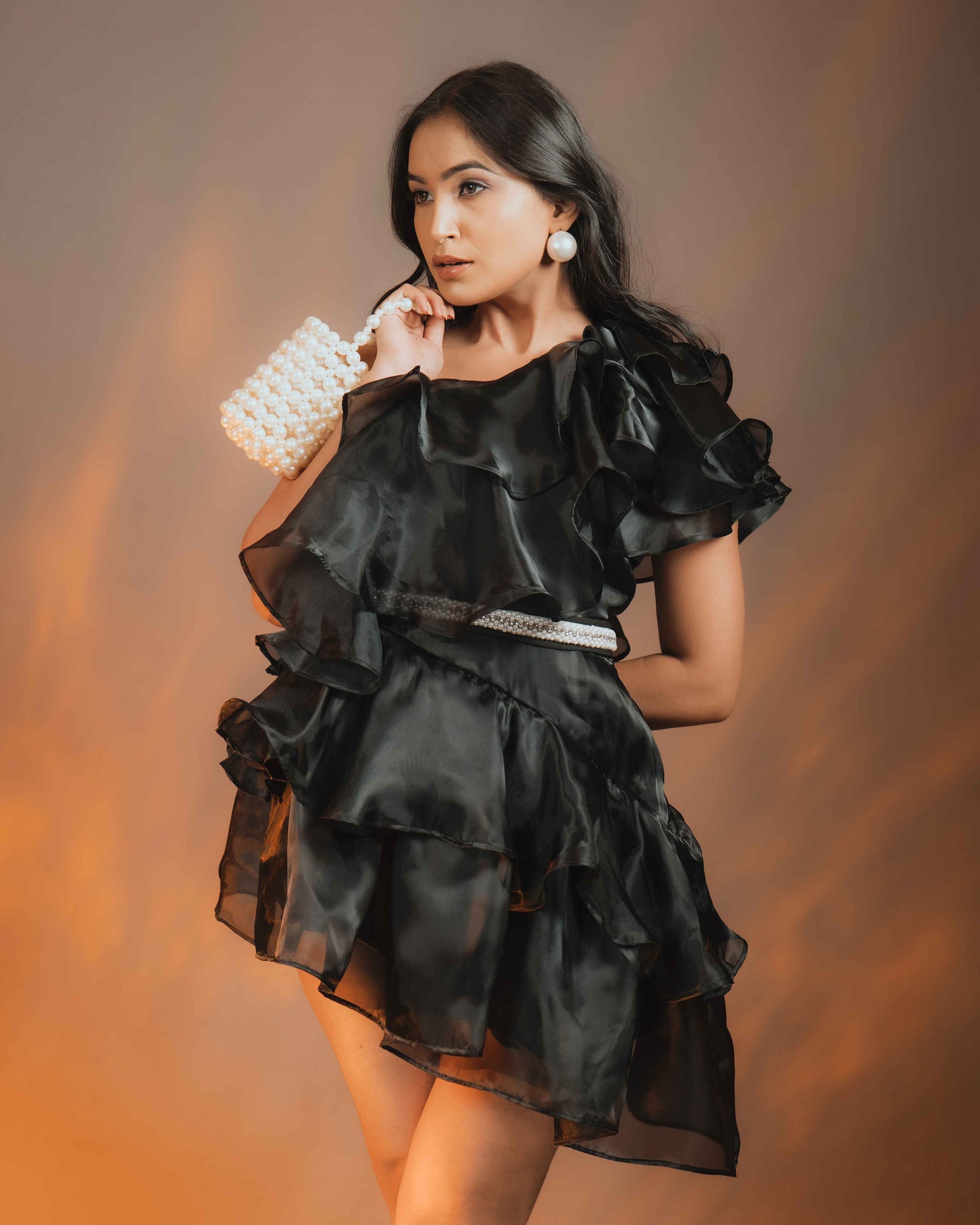 Zuri Organza Dress With Rhinestone Belt