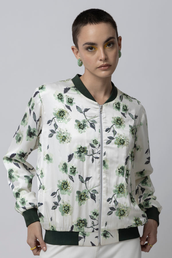 Island Oasis White Bomber Jacket