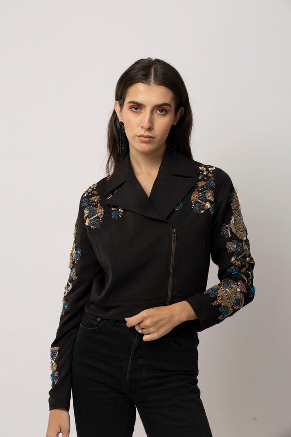 Petal Power Black Moto Jacket