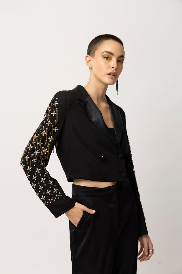 Verdant Vogue Black Jacket