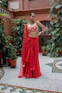 Red Organza Satin Lehenga Set