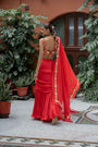Red Organza Satin Lehenga Set