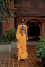 Orange Georgette Draped Ruffle Saree Set