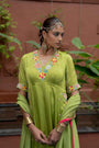 Green Organza Satin Kurta Set