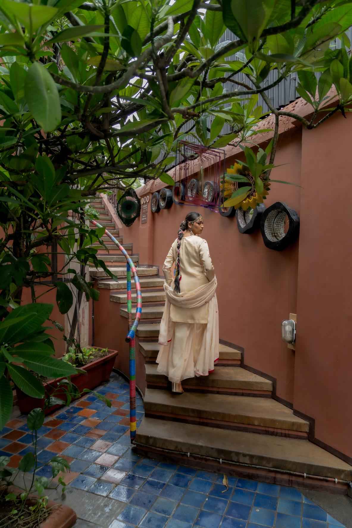 Beige Organza Sharara Set