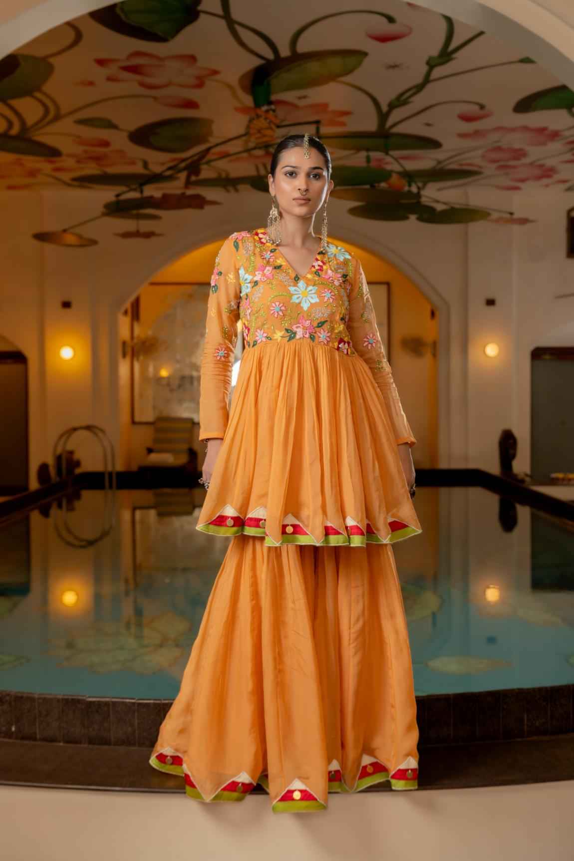 Orange Organza Sharara Set