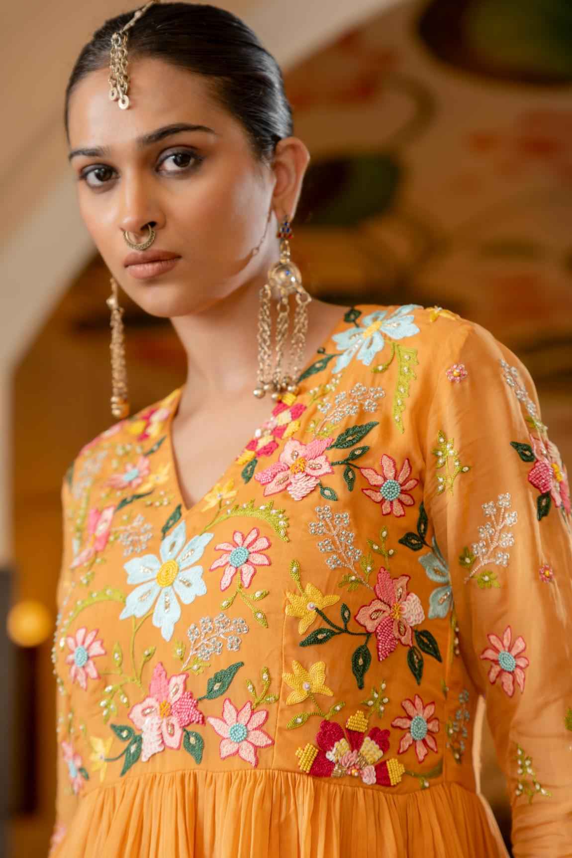 Orange Organza Sharara Set