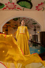 Musturd Malai Chanderi Anarkali Set