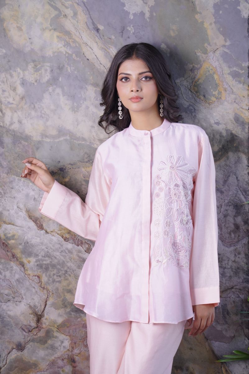Top An Chanderi Fabric One Side Work Down