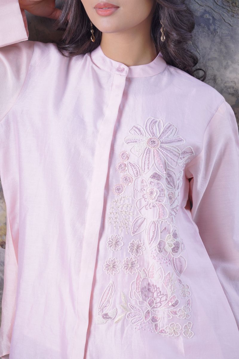 Top An Chanderi Fabric One Side Work Down
