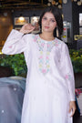 White Kurta Chadneri Set With Embroidered
