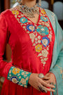 Red Organza Satin Anarkali Set