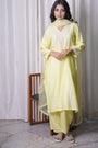 Yellow Kurta Set In  Chanderi Base Fabric