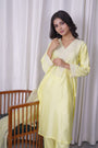 Yellow Kurta Set In  Chanderi Base Fabric