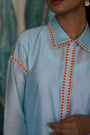 Chanderi Shirt With Playful Orange Resham Work