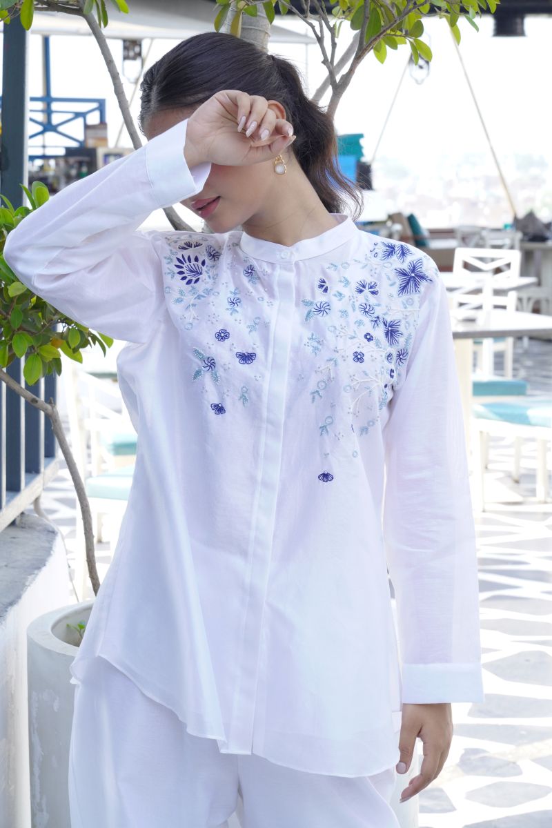 White Chanderi Top And Statement