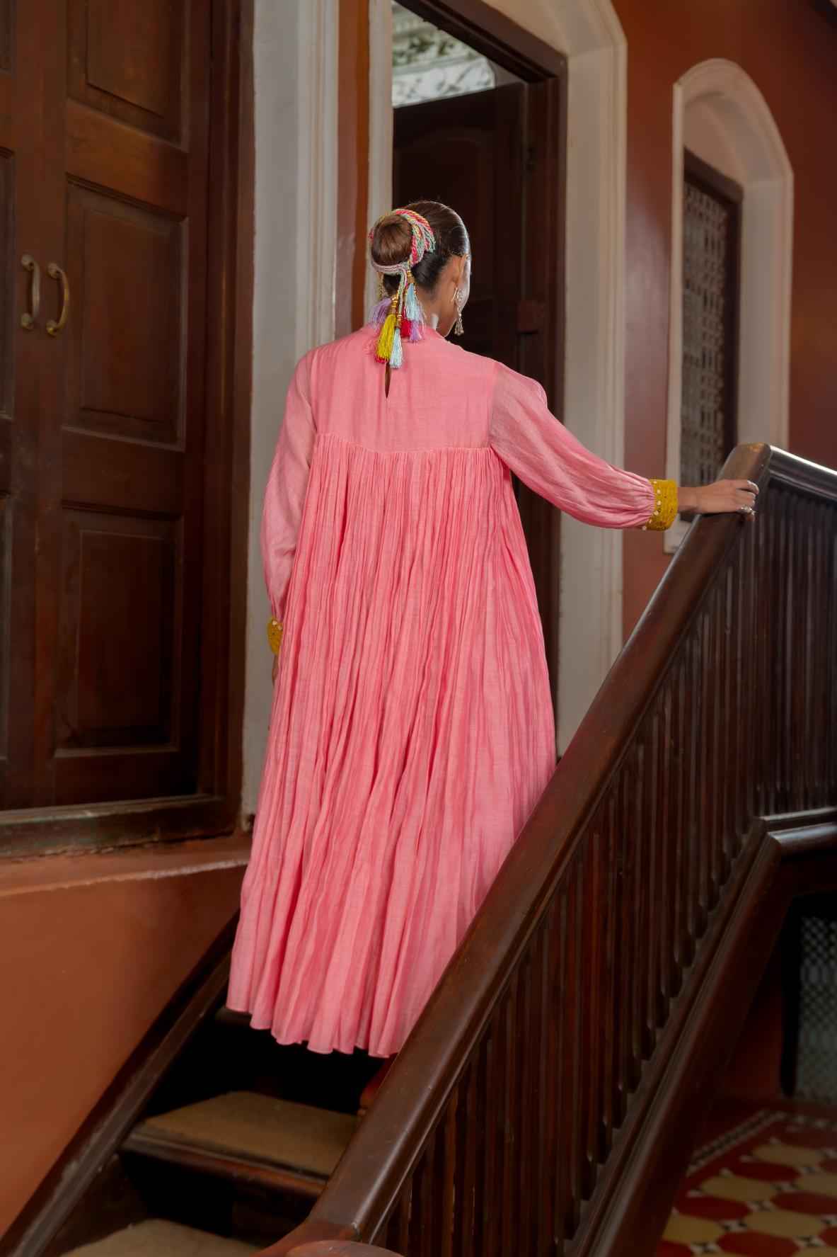 Pink Malai Chanderi Dress