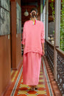 Pink Organza Satin Draped Skirt Set