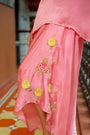 Pink Organza Satin Draped Skirt Set