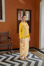 Musturd Organza Satin Peplum Set