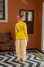 Musturd Organza Satin Peplum Set
