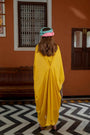 Mustured Organza Satin Kaftan