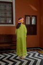 Green Organza Satin Kaftan