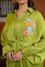 Green Organza Satin Kaftan