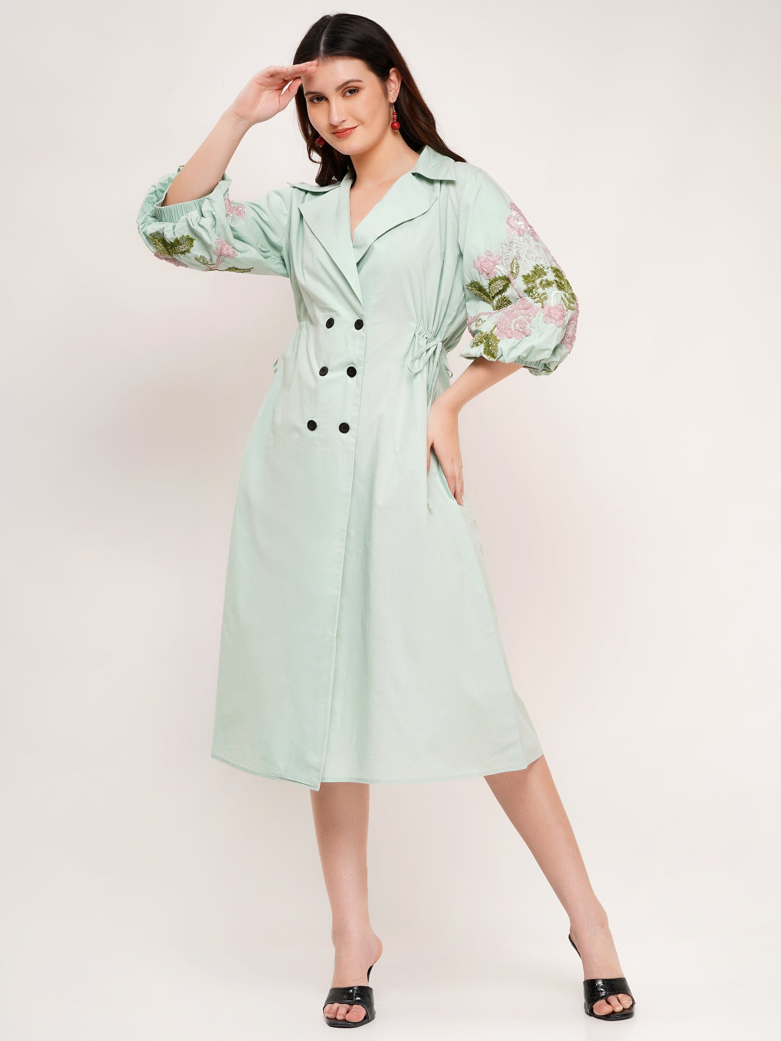 Effortlessly Chic Mint Green Poplin Dress