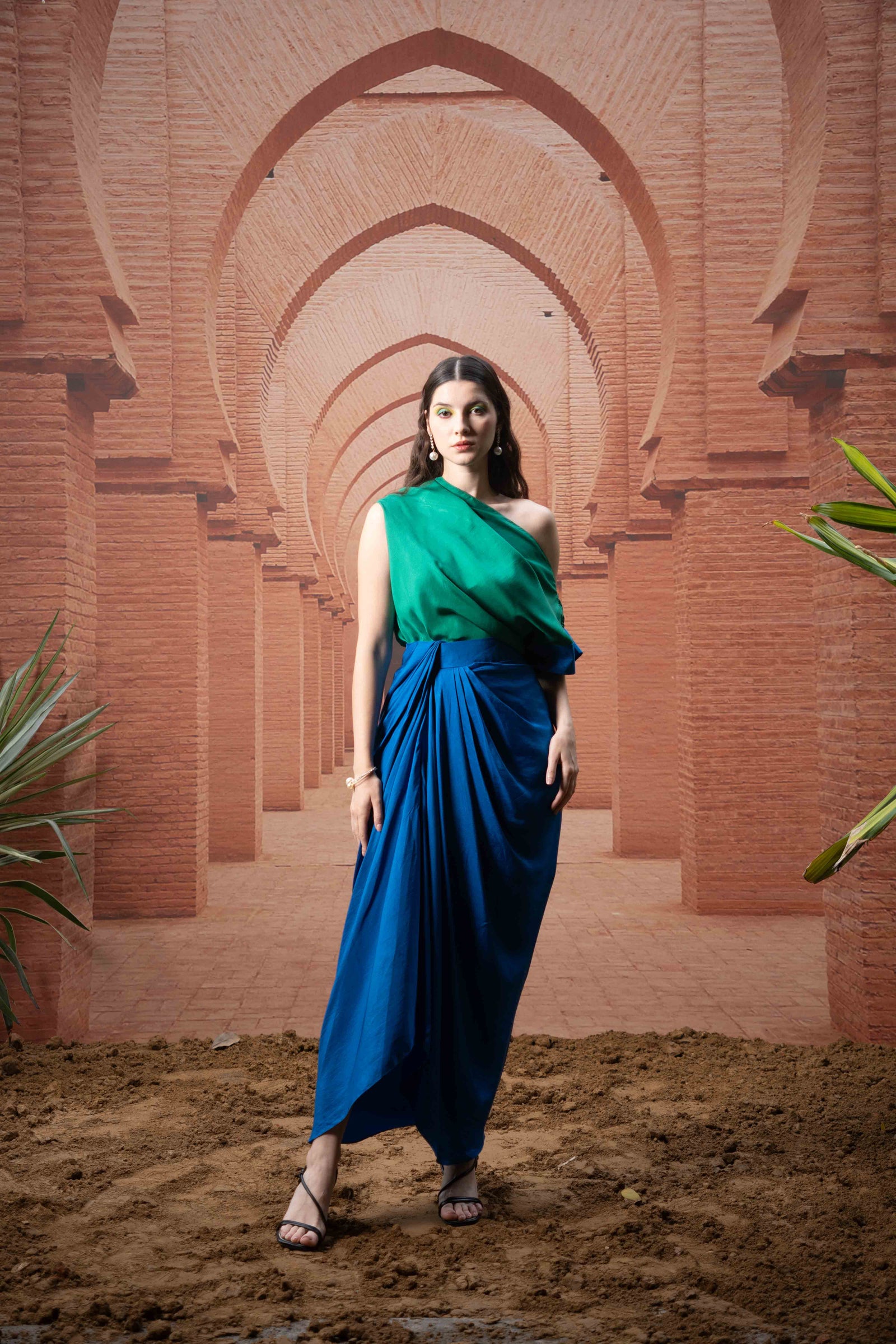 Blue dhoti skirt