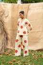 A Floral Relaxed Fit Shirt With Lace Neckline