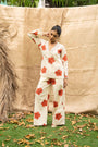 A Floral Relaxed Fit Shirt With Lace Neckline