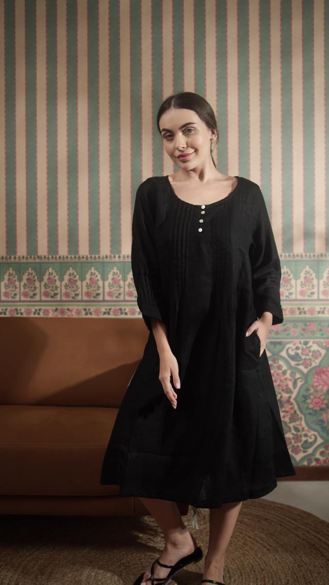Pure Linen Solid Dresses