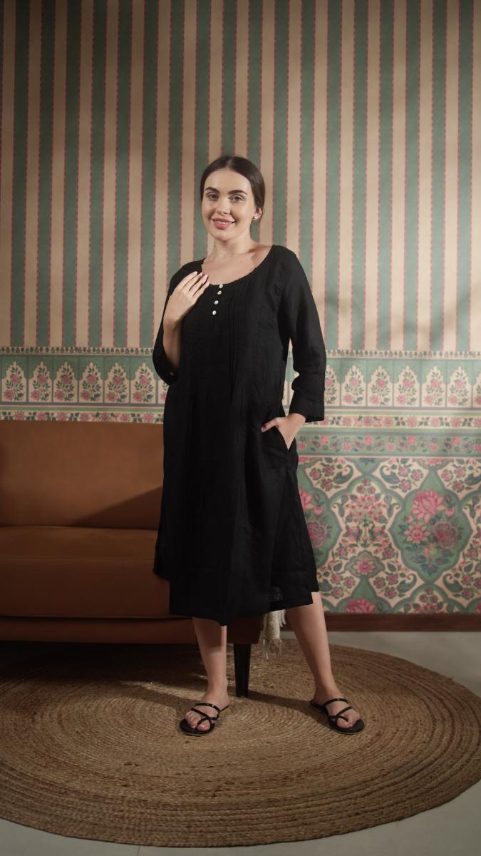 Pure Linen Solid Dresses