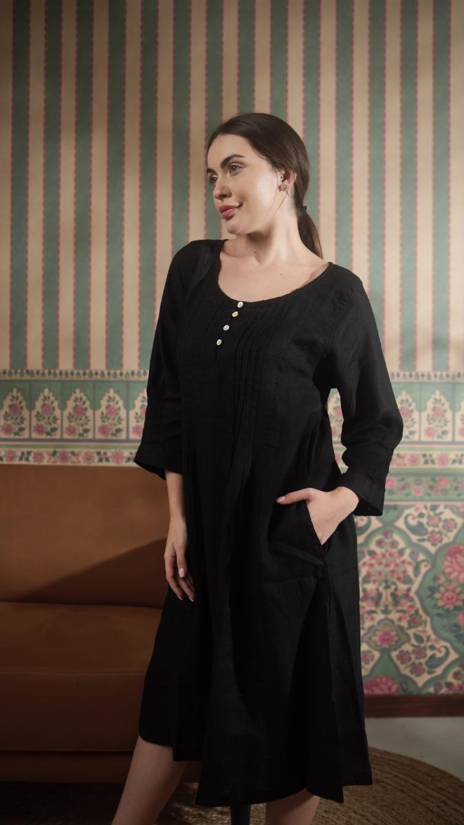 Pure Linen Solid Dresses