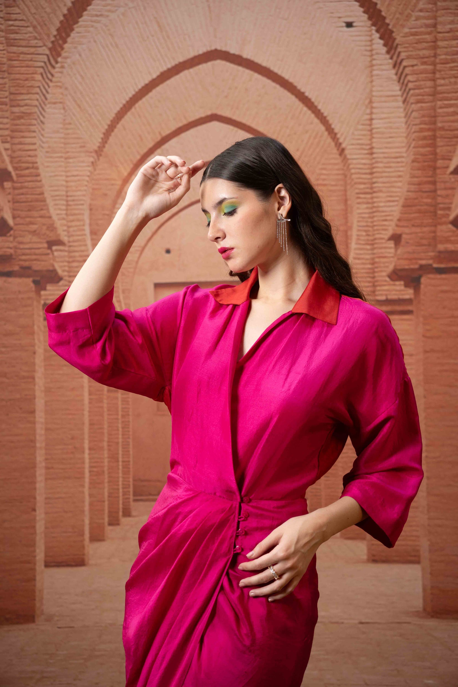 Fuscia wrap dress