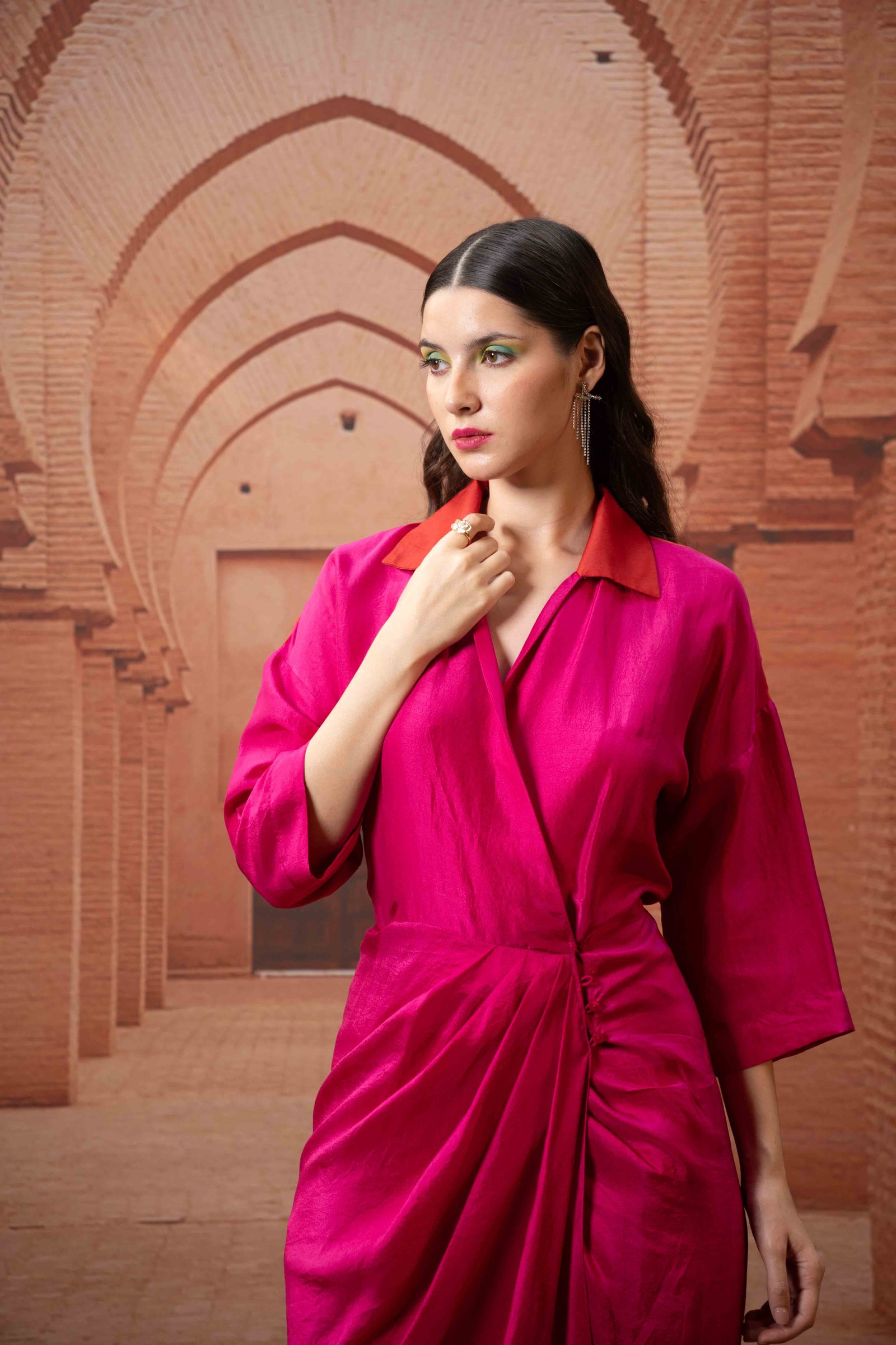 Fuscia wrap dress