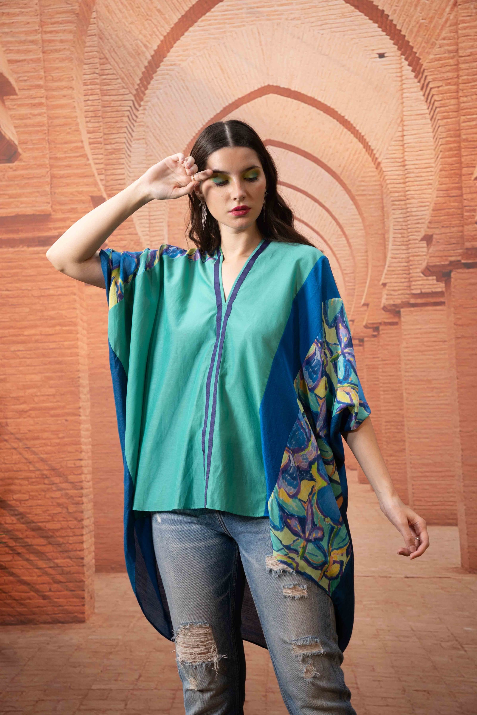 Printed kaftan top