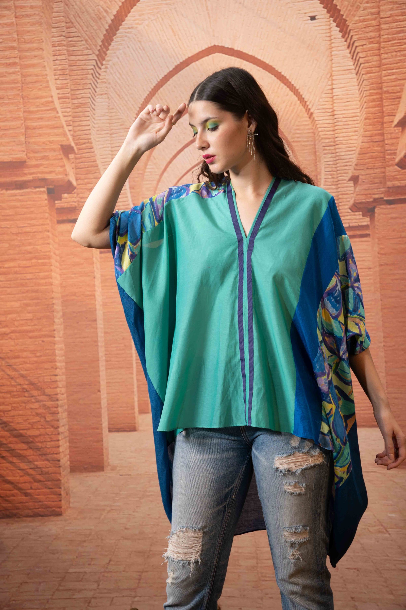 Printed kaftan top