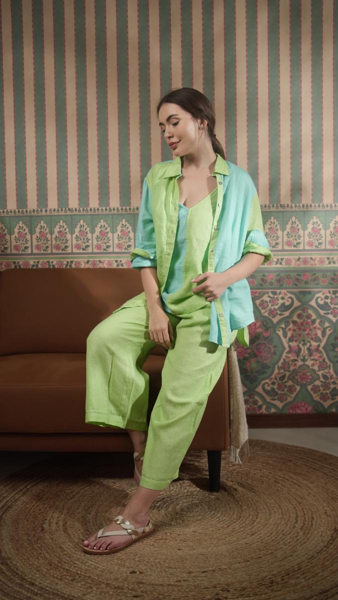 Color Block Linen Co-Ord Set