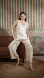 Color Block Round Neck Tank With Classic Pant With Zipper And Button