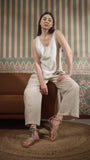 Color Block Round Neck Tank With Classic Pant With Zipper And Button