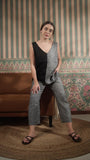 Color Block V Neck Tank With Pleated Flood Pant